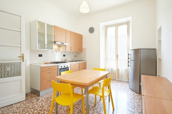 Kitchen interior in renovated, spacious apartment for rent
